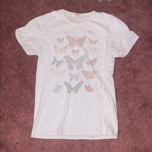 white shirt with butterflies